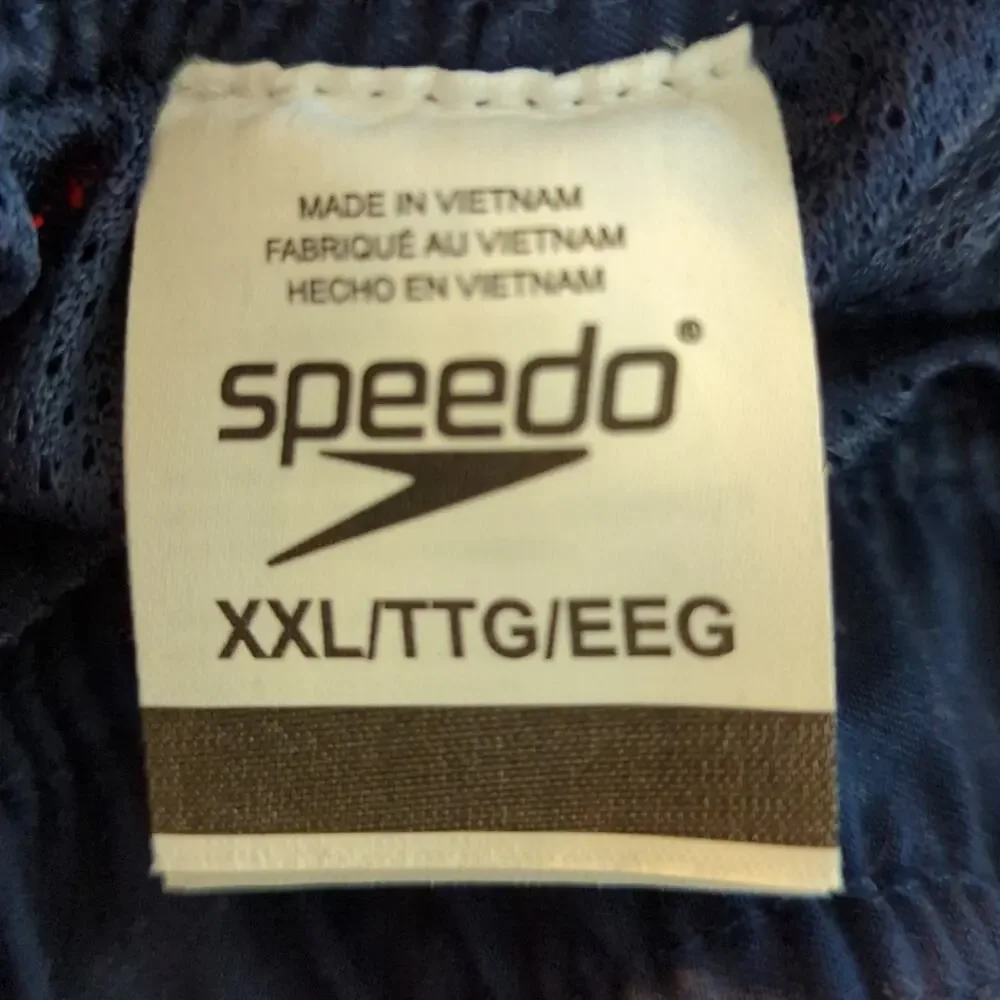 SPEEDO Navy Blue Orange Men's Swim Trunks XXL Summer Vacation